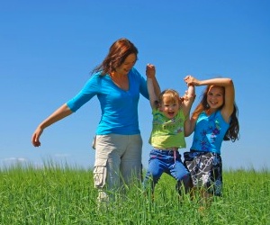Mom with Kids in Field